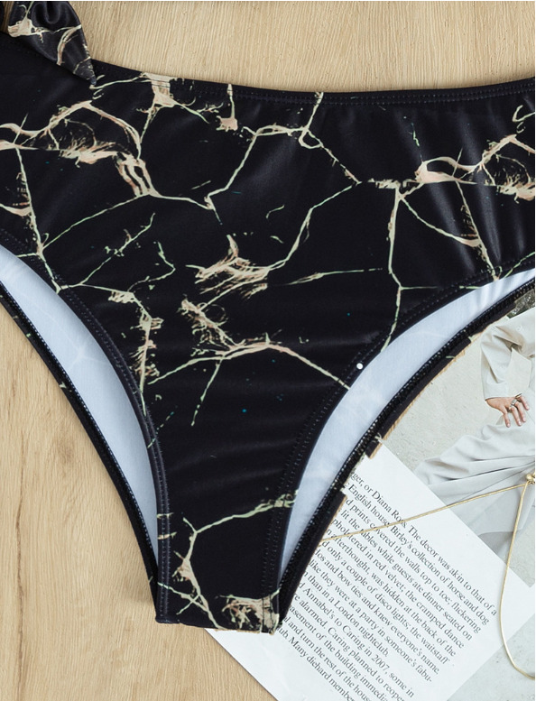 Y2K Aesthetic Coquette Style Split Bikini with High Waist and One Shoulder