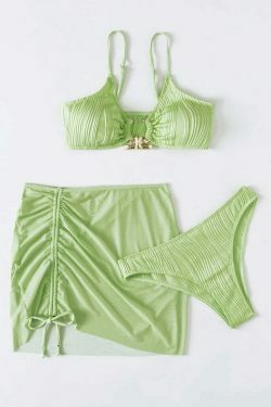 Y2K Aesthetic Coquette Style Three-Piece Suit Swimsuit Bikini