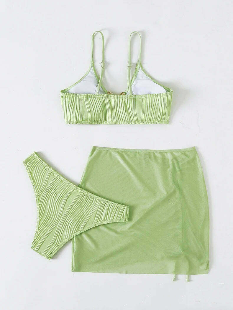 Y2K Aesthetic Coquette Style Three-Piece Suit Swimsuit Bikini Y2K Aesthetic Coquette Style Three-Piece Suit Swimsuit Bikini