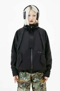 Y2K Aesthetic Coquette Style Windbreaker Jacket - Grunge, Pastel Goth, Old