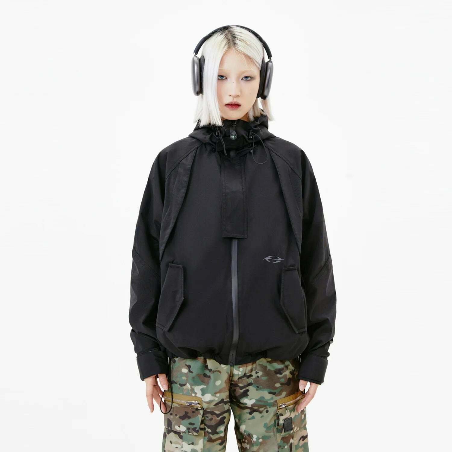 Y2K Aesthetic Coquette Style Windbreaker Jacket - Grunge, Pastel Goth, Old