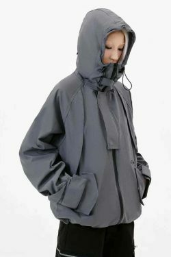 Y2K Aesthetic Coquette Style Windbreaker Jacket - Grunge, Pastel Goth, Old