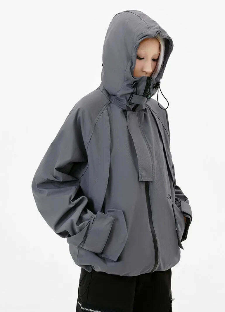 Y2K Aesthetic Coquette Style Windbreaker Jacket - Grunge, Pastel Goth, Old