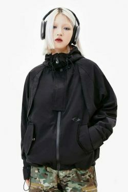 Y2K Aesthetic Coquette Style Windbreaker Jacket - Grunge, Pastel Goth, Old