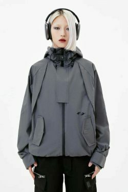 Y2K Aesthetic Coquette Style Windbreaker Jacket - Grunge, Pastel Goth, Old