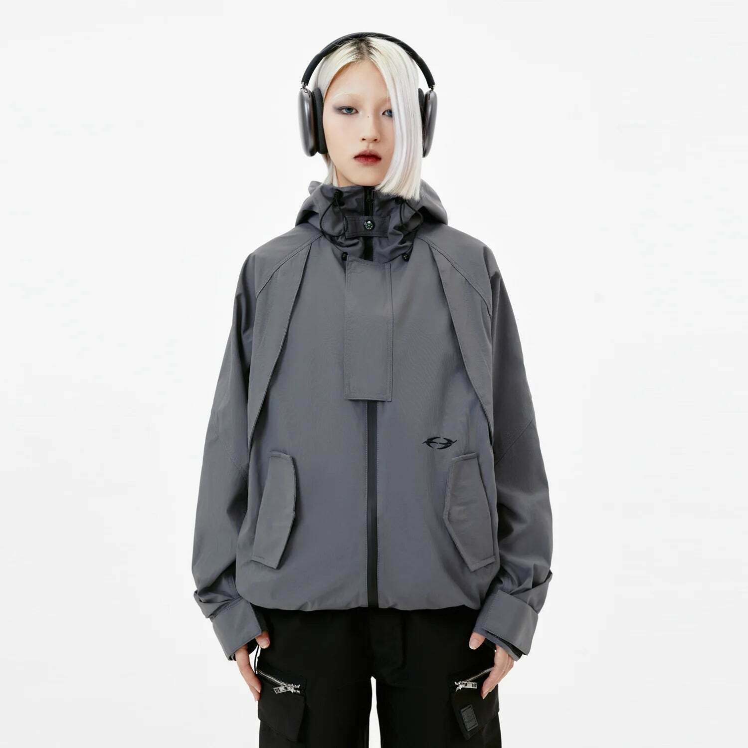 Y2K Aesthetic Coquette Style Windbreaker Jacket - Grunge, Pastel Goth, Old