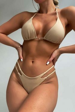 Y2K Aesthetic Coquette Style Women's Sexy Solid Color Bikini