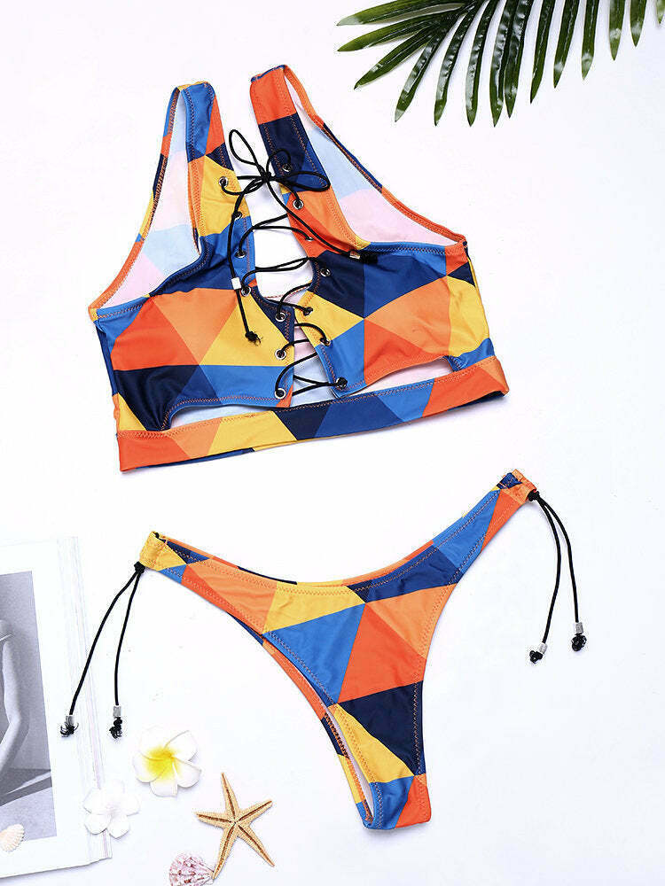 Y2K Aesthetic Coquette Tankini Top with Drawstring Detail - Women's Fashion Y2K Aesthetic Coquette Tankini Top with Drawstring Detail - Women's Fashion