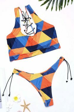 Y2K Aesthetic Coquette Tankini Top with Drawstring Detail - Women's Fashion