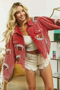 Y2K Aesthetic Corduroy Jacket with Coquette Style and Grunge Vibes