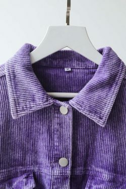 Y2K Aesthetic Corduroy Jacket with Coquette Style and Grunge Vibes