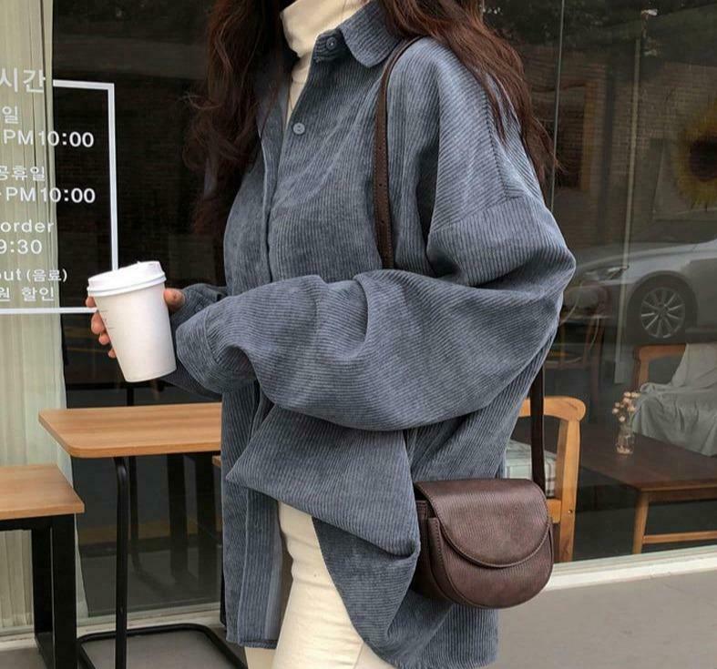 Y2K Aesthetic Corduroy Shirt: Coquette & Grunge Style, Cute Tops, Cargo Skirt, Old Money Vibes Y2K Aesthetic Corduroy Shirt: Coquette & Grunge Style, Cute Tops, Cargo Skirt, Old Money Vibes