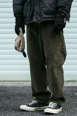 Y2K Aesthetic Corduroy Trousers for Women - Coquette & Grunge Style Cargo Skirt with Old Money Vibes