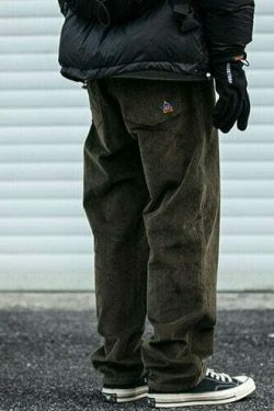 Y2K Aesthetic Corduroy Trousers for Women - Coquette & Grunge Style Cargo Skirt with Old Money Vibes