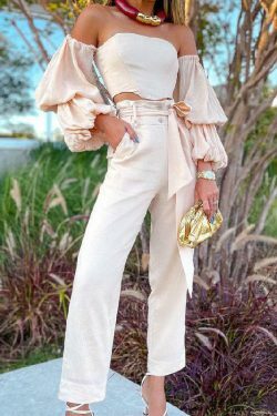 Y2K Aesthetic Cotton and Linen One-Shoulder Casual Suit - Coquette Grunge with Pastel Goth Vibes
