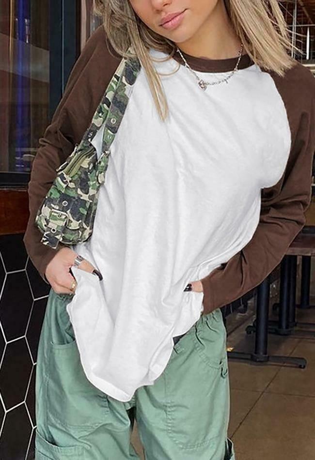 Y2K Aesthetic Crew Neck Raglan Sleeve Tee for Women - Coquette & Grunge Style Fashion