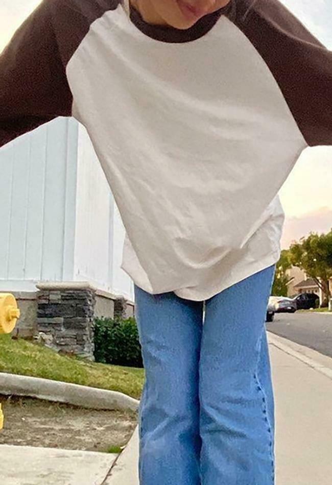 Y2K Aesthetic Crew Neck Raglan Sleeve Tee for Women - Coquette & Grunge Style Fashion