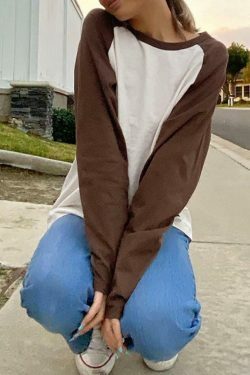 Y2K Aesthetic Crew Neck Raglan Sleeve Tee for Women - Coquette & Grunge Style Fashion