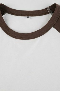 Y2K Aesthetic Crew Neck Raglan Sleeve Tee for Women - Coquette & Grunge Style Fashion