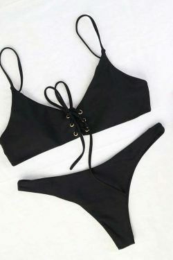 Y2K Aesthetic Criss Cross Underwire Cami Bikini Set