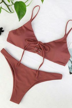Y2K Aesthetic Criss Cross Underwire Cami Bikini Set