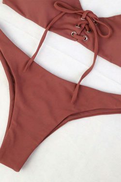 Y2K Aesthetic Criss Cross Underwire Cami Bikini Set