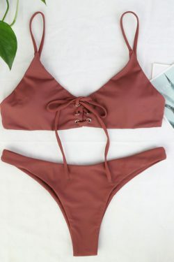 Y2K Aesthetic Criss Cross Underwire Cami Bikini Set