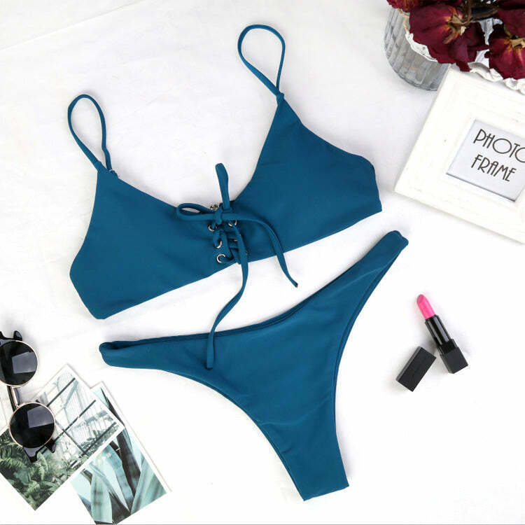 Y2K Aesthetic Criss Cross Underwire Cami Bikini Set Y2K Aesthetic Criss Cross Underwire Cami Bikini Set