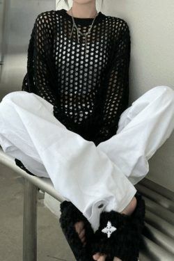 Y2K Aesthetic Crochet Knit Top: Coquette & Grunge Style, Pastel Goth, Cargo Skirt, Old Money, Pre