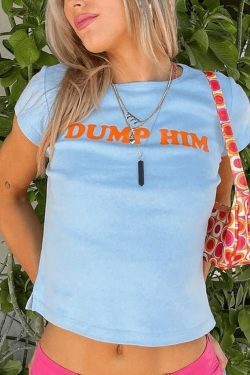 Y2K Aesthetic Crop Top in Letter Pattern - Women's Niche Fashion