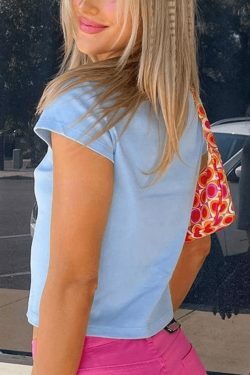 Y2K Aesthetic Crop Top in Letter Pattern - Women's Niche Fashion