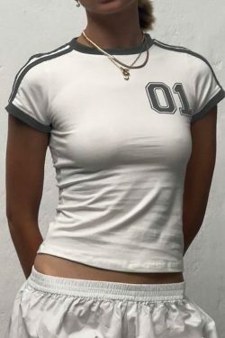 Y2K Aesthetic Crop Top with Contrast Trim - Coquette Style Grunge Fashion - Cute Pastel Goth Outfit