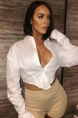 Y2K Aesthetic Cropped Contour Classic Shirt in Coquette Style