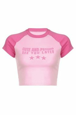 Y2K Aesthetic Cropped Graphic Raglan Tee - Coquette Style Grunge Fashion Women's Top