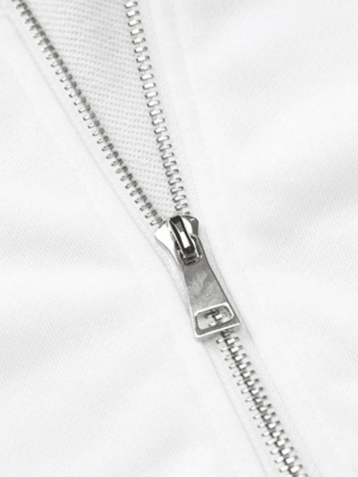 Y2K Aesthetic Cropped White Zip Up Hoodie - Coquette & Grunge Style Women's Fashion Y2K Aesthetic Cropped White Zip Up Hoodie - Coquette & Grunge Style Women's Fashion