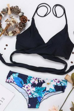 Y2K Aesthetic Cross Deep V Backless Halter String Bikini Swimwear