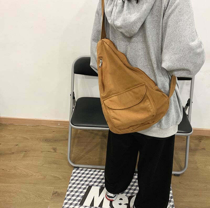 Y2K Aesthetic Crossbody Canvas Sling Bag - Coquette Grunge Fashion, Cute Tops, Pastel Goth Y2K Aesthetic Crossbody Canvas Sling Bag - Coquette Grunge Fashion, Cute Tops, Pastel Goth