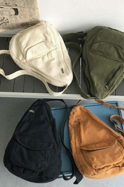 Y2K Aesthetic Crossbody Canvas Sling Bag - Coquette Grunge Fashion, Cute Tops, Pastel Goth