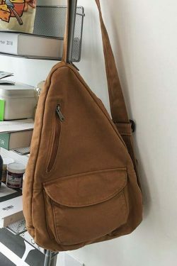 Y2K Aesthetic Crossbody Canvas Sling Bag - Coquette Grunge Fashion, Cute Tops, Pastel Goth