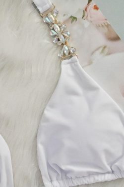 Y2K Aesthetic Crystal Diamond Split Bikini - Coquette Style Grunge Fashion for Women