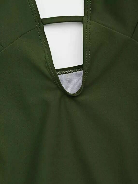 Y2K Aesthetic Dark Green Padded Bandeau One Piece Swimsuit Y2K Aesthetic Dark Green Padded Bandeau One Piece Swimsuit