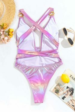 Y2K Aesthetic Deep V Backless Bikini - Coquette Style Grunge Fashion - Cute Tops & Cargo Skirt