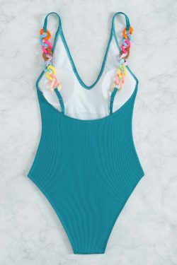 Y2K Aesthetic Deep V Conjoined Color Jewelry Beach Bikini