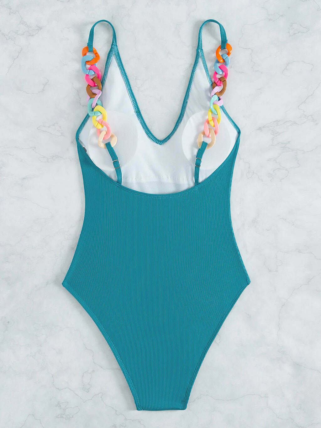 Y2K Aesthetic Deep V Conjoined Color Jewelry Beach Bikini Y2K Aesthetic Deep V Conjoined Color Jewelry Beach Bikini