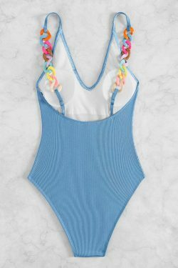 Y2K Aesthetic Deep V Conjoined Color Jewelry Beach Bikini