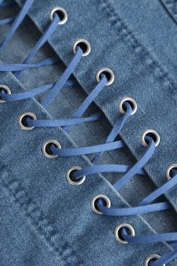 Y2K Aesthetic Denim Corset Top for Women - Coquette Style Grunge Fashion with Pastel Goth Vibes