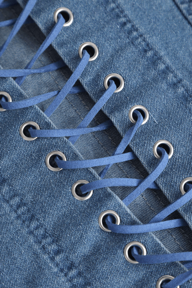 Y2K Aesthetic Denim Corset Top for Women - Coquette Style Grunge Fashion with Pastel Goth Vibes