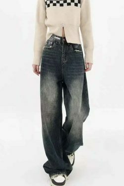 Y2K Aesthetic Denim Jeans: Fun Fiesta Straight Fit for Women