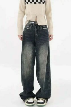 Y2K Aesthetic Denim Jeans: Fun Fiesta Straight Fit for Women