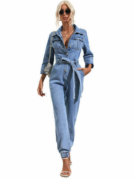 Y2K Aesthetic Denim Jumpsuit: Coquette & Grunge Style Cargo Skirt Outfit for Women